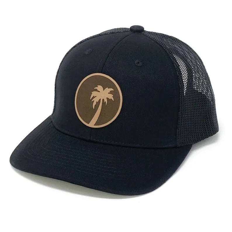 Wholesale Leather Patch Trucker Cap for Man Fashion Sun Visors Summer Spring Trucker Hats OEM Manufacture