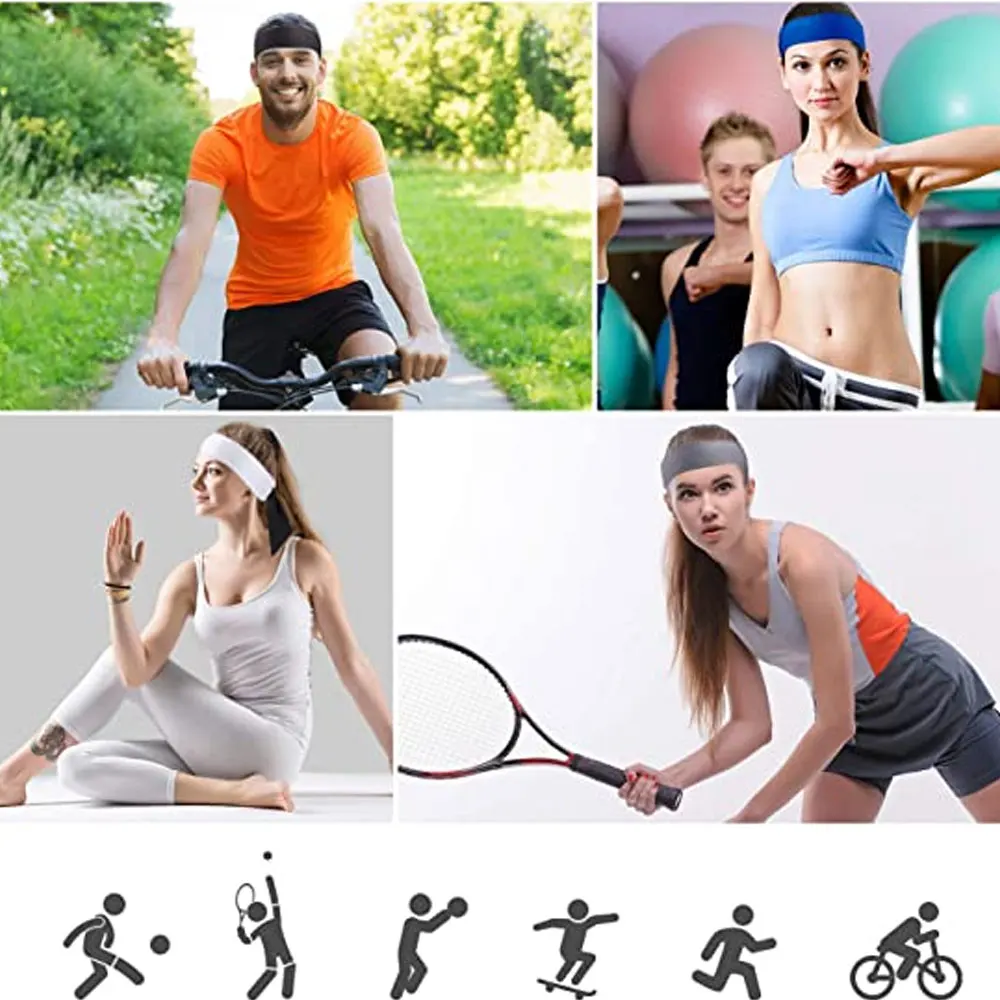 Wholesale Tennis Tie Headband Hair Band Unisex Dry Head Tie Sport Back Headband for Basketball Running Tennis Karate Athletics
