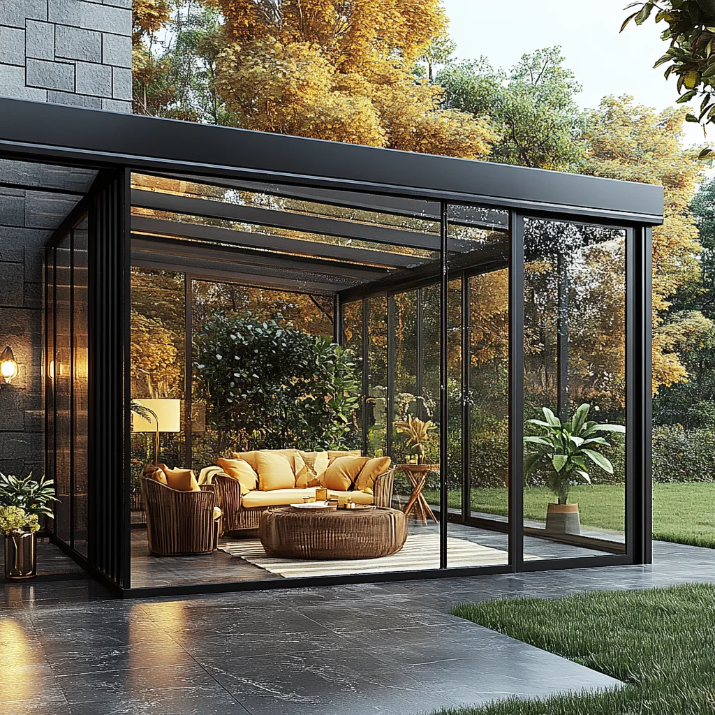 luxury modern style aluminum waterproof bioclimatic Intelligent outdoor pergola sunroom glass house