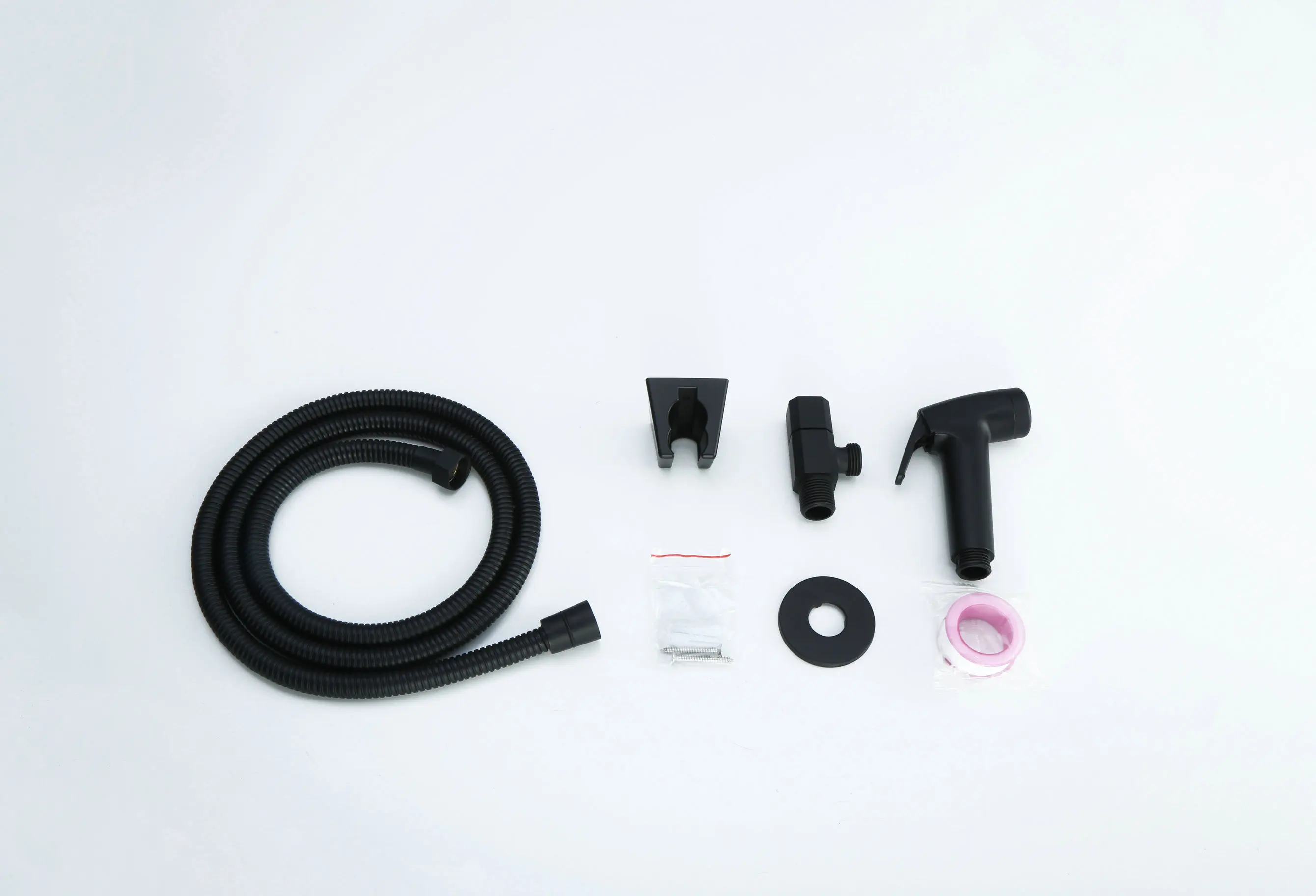 Stainless Steel Shattaf Handheld Black Bidet Adjustable Sprayer Kit Toilet with Hot and Cold Mixing Valve