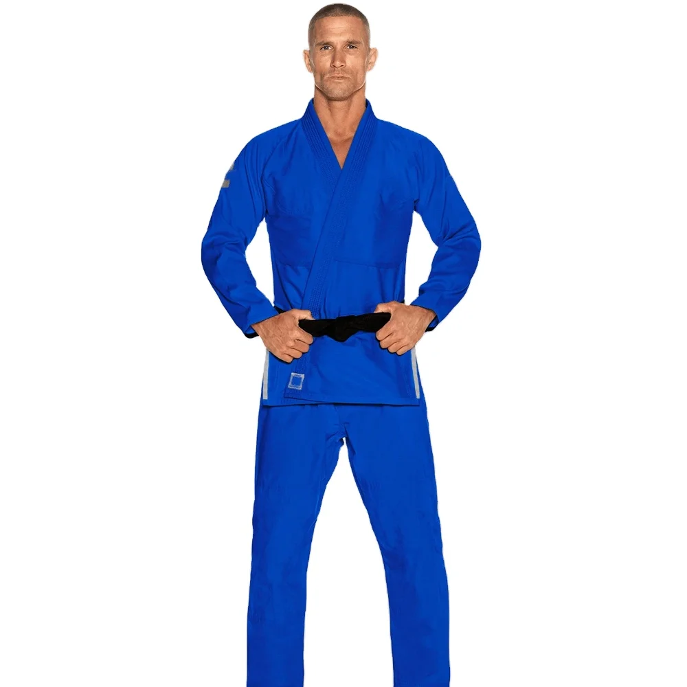 Wholesale 2024 Arrival Men Blue Organic Cotton BJJ Kimono Suit Set for Sale Best Design Karate Uniform by AL FARAJ
