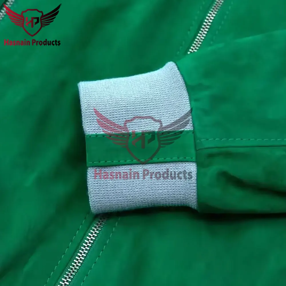 Custom Logo Plain Embroidery Green Suede Leather Pilot Bomber Jacket for Men Custom logo jacket Embroidered suede coat