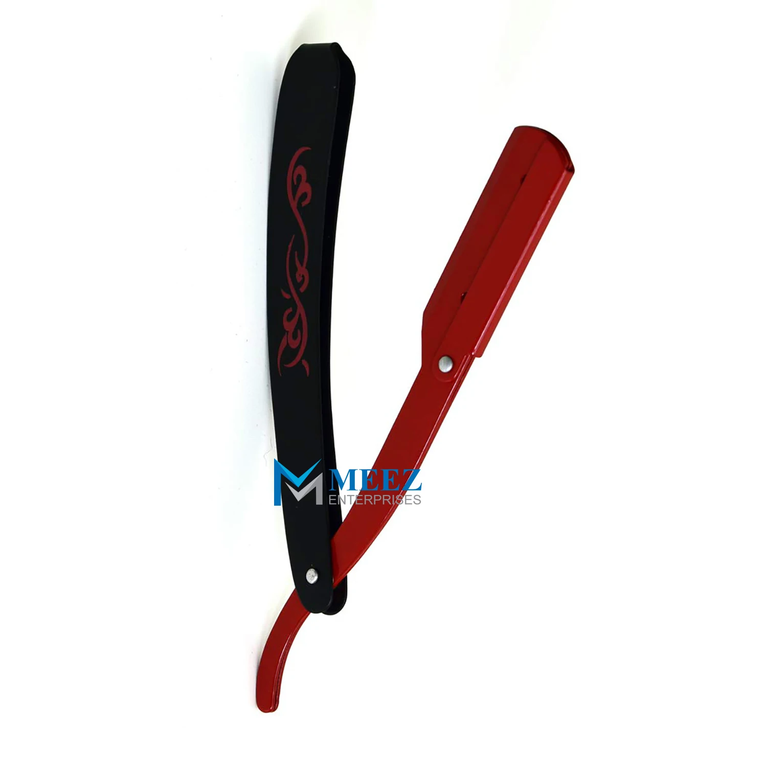 Straight Razor Blade for Barber includes 20 Free Blades Beauty Tool (Black & Red Modern Art Straight Razor)
