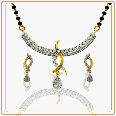 Wedding Diamond Mangalsutra with Natural Pearl Necklace Set Prong Setting Diamond Mangalsutra for Engagement at Factory Price
