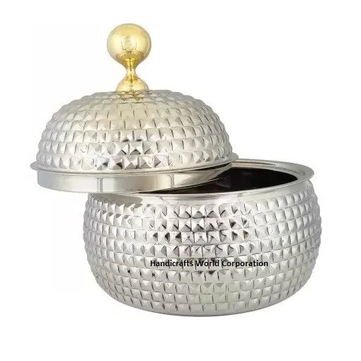 Top Ranking Stainless Steel Fancy Hotpot Casserole Hammered Design Chapati Box Customized Colour Hot Case For Wedding & Hotels