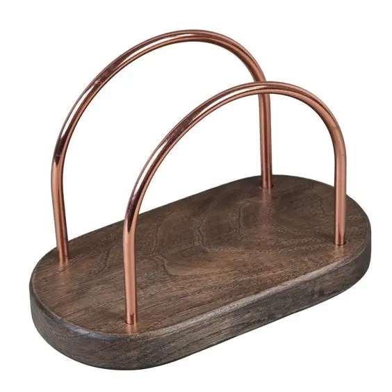 Top Selling Rustic Tissue Holder Stand Modern Nordic Home Decor with Wood Base and Metal Storage Wedding Tabletop Box Packed