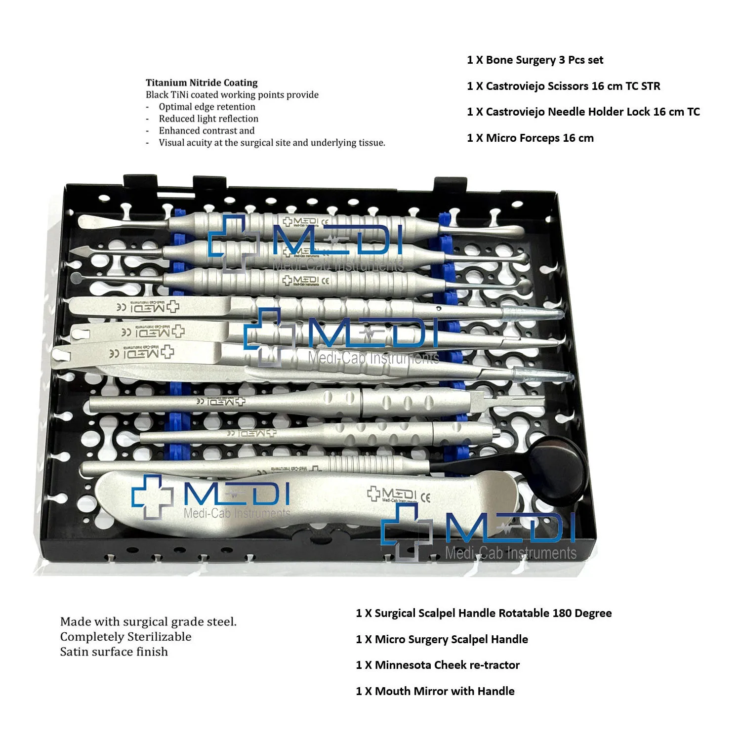 Basic Titanium Silver Dental Instruments Kit Micro Oral Surgery Set for Periodontal Surgery Dental Equipments