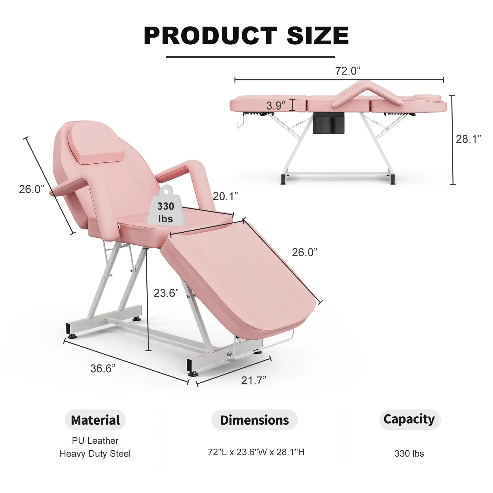 Wholesale Hot Sale Beauty Salon Shop Equipment Adjustable Portable Leather Massage Table