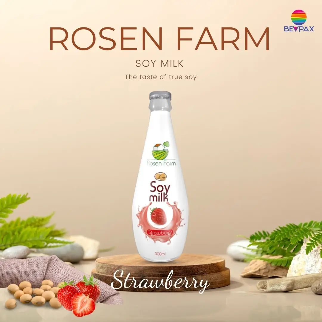 Low price Plant based soy milk from Vietnam best selling for Africa market 300ml glass bottle natural flavor