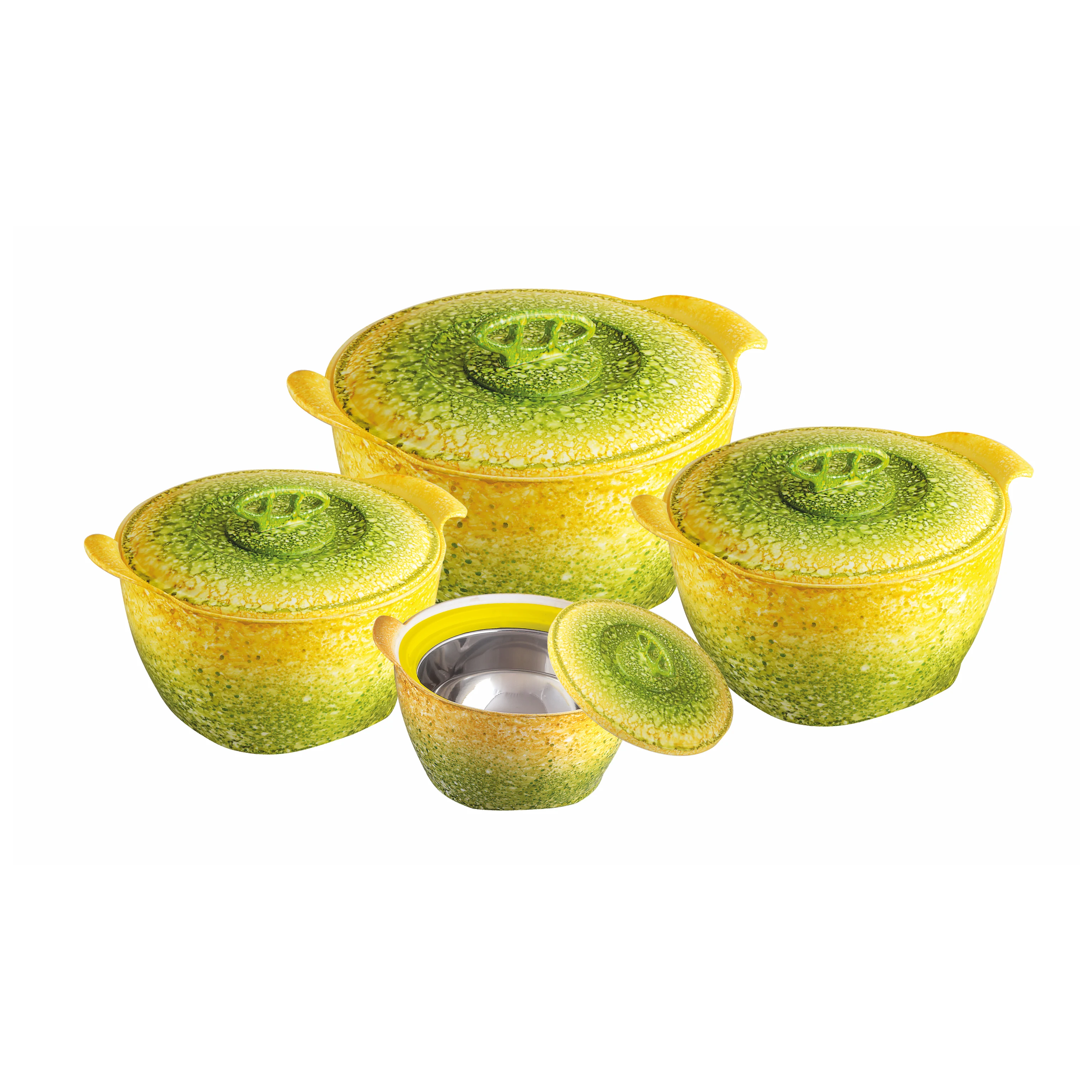 Good Quality Food Grade Kitchenware Thermal Insulated Plastic Galaxy Hot Pot Inside Stainless Steel