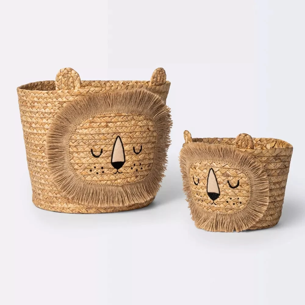 Hot Item Wicker Woven Seagrass Basket Wicker Laundry Baskets Cute Animals Design Kids & Teen Storage Basket For Baby Room Decor