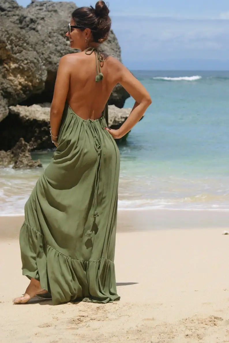 Hot Selling Beautiful Printed Summer Casual Dress Backless Maxi Dress for Women available Printed Making Dresses Women