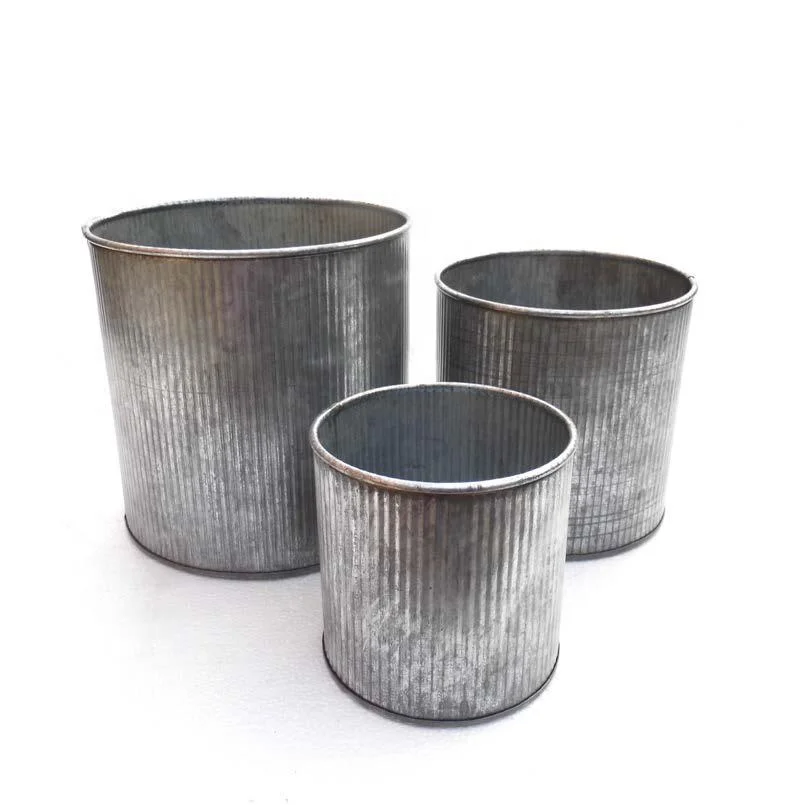 home and garden planter set with branded logo engraving jink color metal vase planter