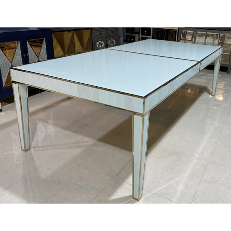 Профессиональные мероприятия, свадьба, Свадебный банкетный стол, белое стекло, 10 мест, обеденный стол