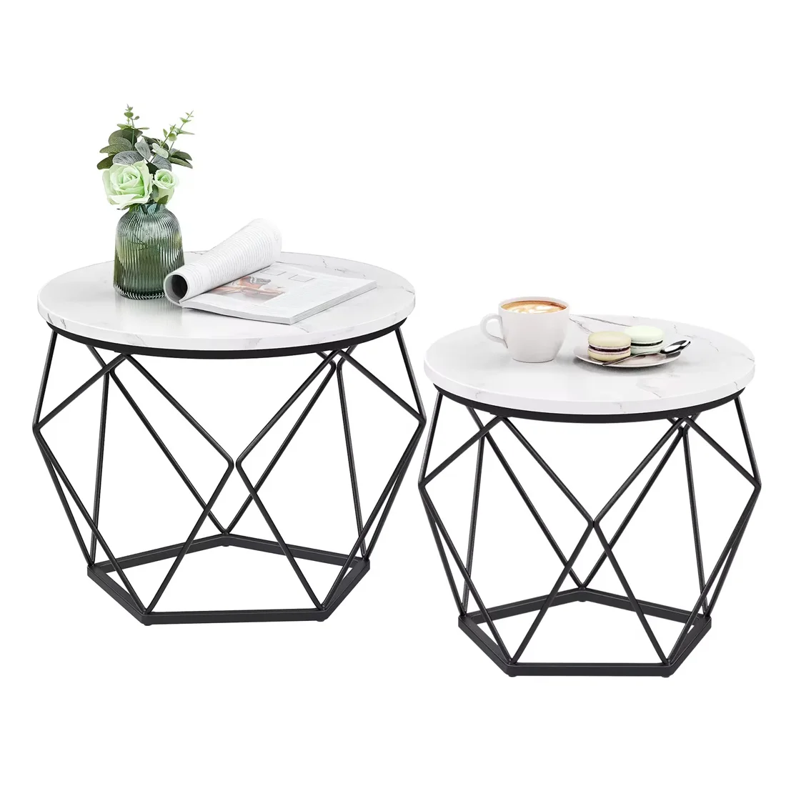 Hot Selling Nordic Nesting Side Table Modern Style Round Coffee Tables Set of 2 For Living Room Hotel Home Office