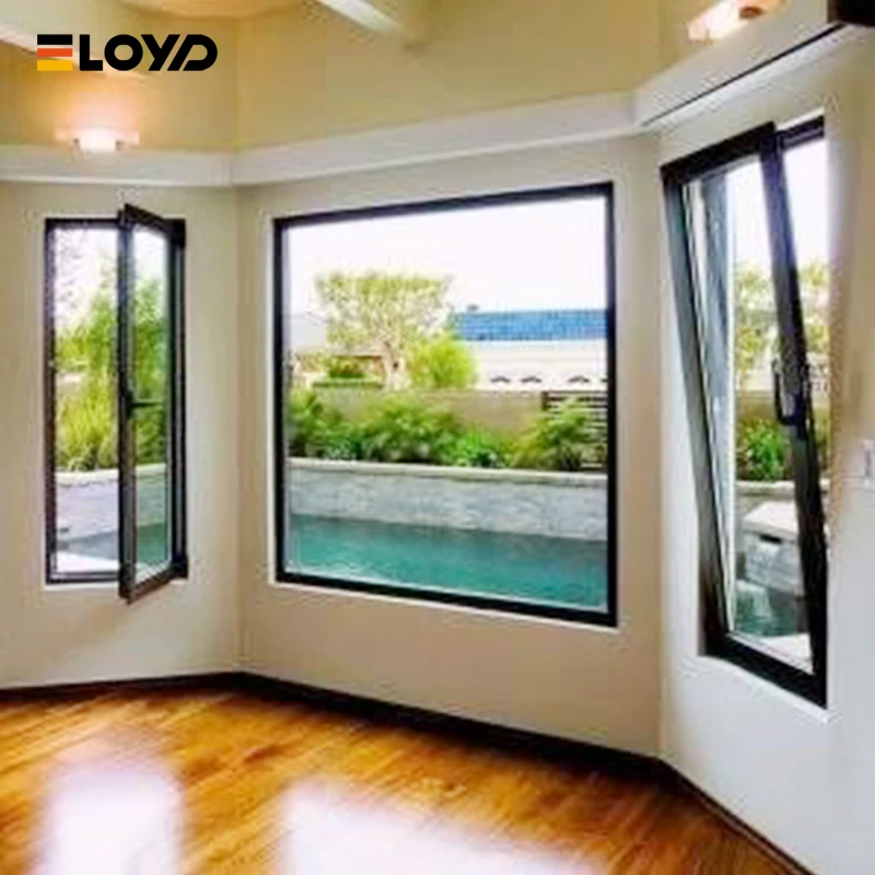 Eloyd Minimalism Aluminum Windows Double Glass Energy Efficient Tilt And Turn Panoramic Extra Slim Frame Tempered Glass Windows