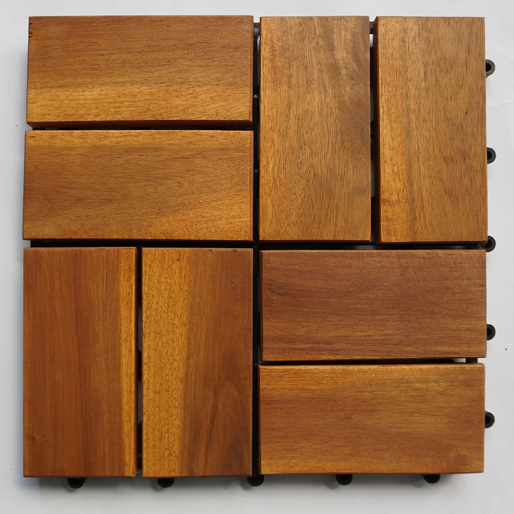 Hot Sales Acacia WPC Decking Tiles Wood Flooring High Quality for Indoor Outdoor Flooring 18 Slats