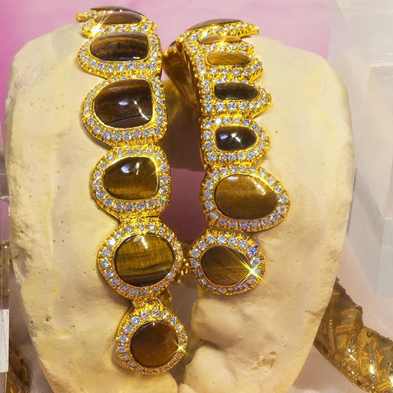 Honeycomb Custom Moissanite Opel Grillz Round Perm Cut 18k Gold Plated VVS Diamond Hip Hop Iced Out Jewelry Grillz