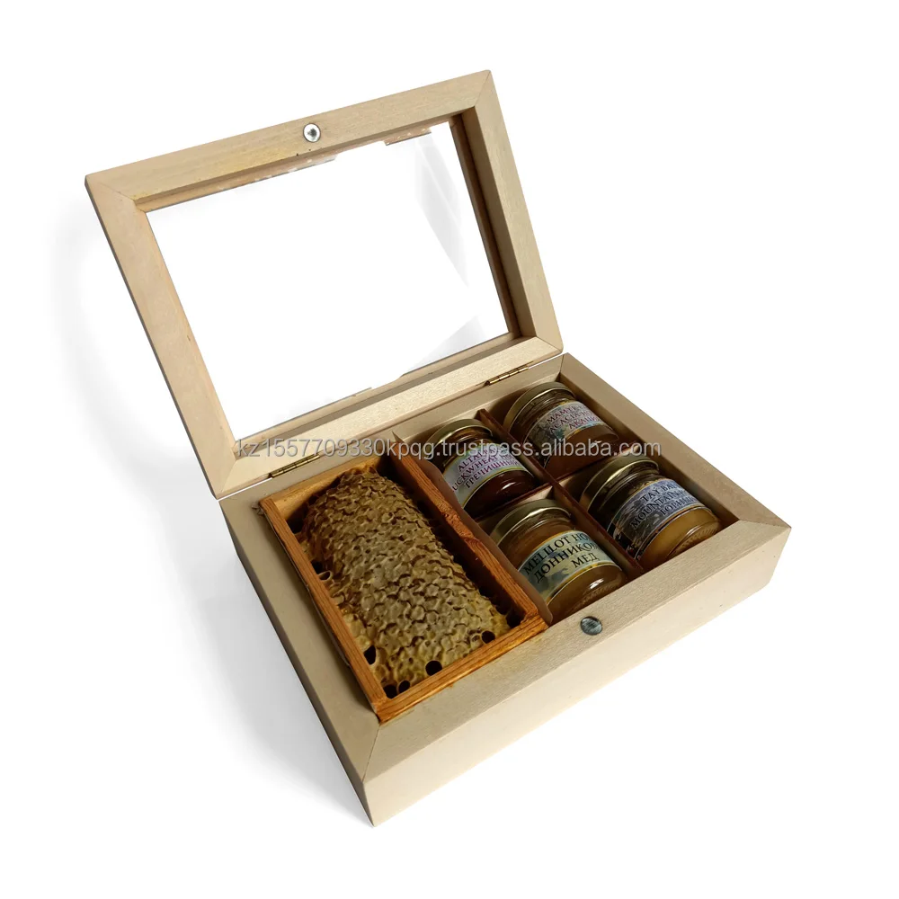 Exquisite high quality Honey set 2 comb and four jars Best Quality low price from Kazakhstan factory