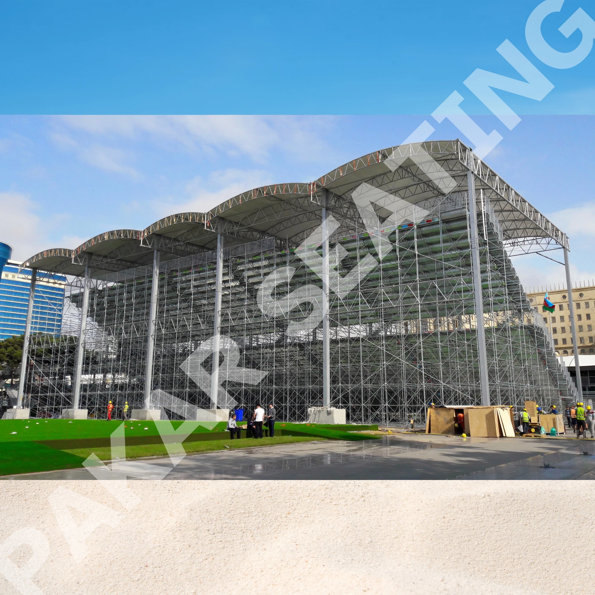 Portable Grandstand for Auto Moto Racing Indoor Outdoor Sports Events & F1 Races with Roof Bleacher & Staircases CN Plug Type