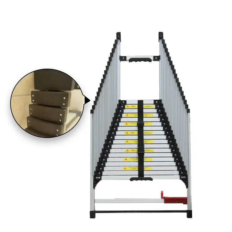 Heavy duty telescopic ladder with anti slip wheel type vertical ladder