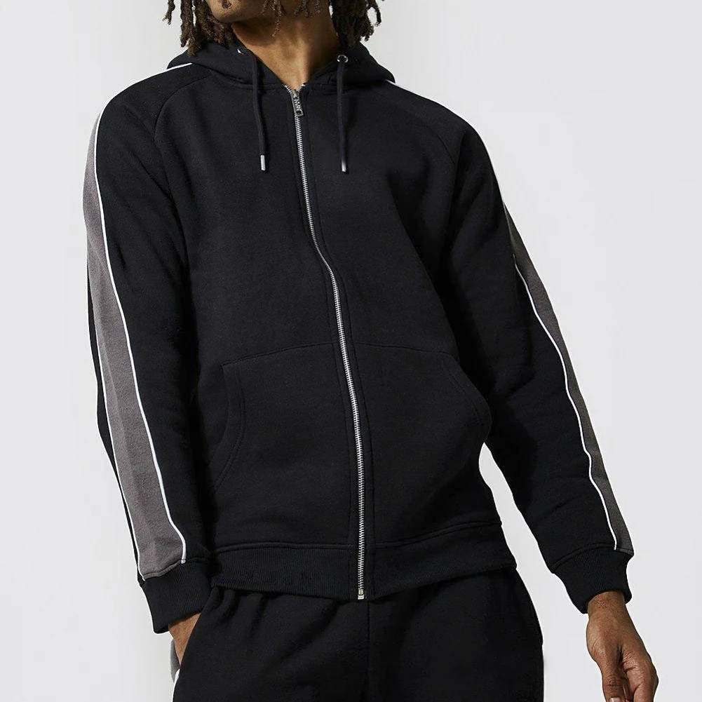 Small Quantity Custom men Sweat Suits Solid Jogger Sets Zipper Hoodie Tracksuits men Two Pieces Pants Set With Logo Jogging Suit