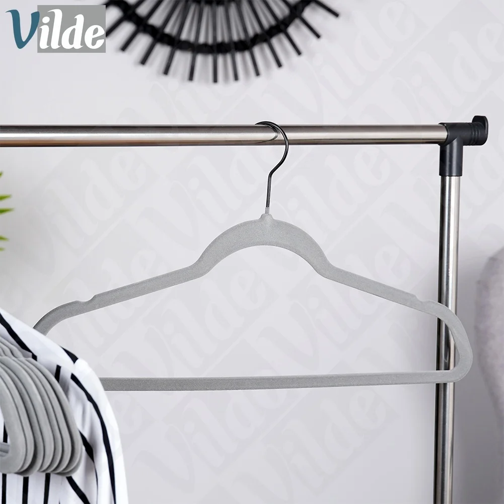 Coat Hanger Velvet Gray Rotating 45x24,5 cm 10 pcs