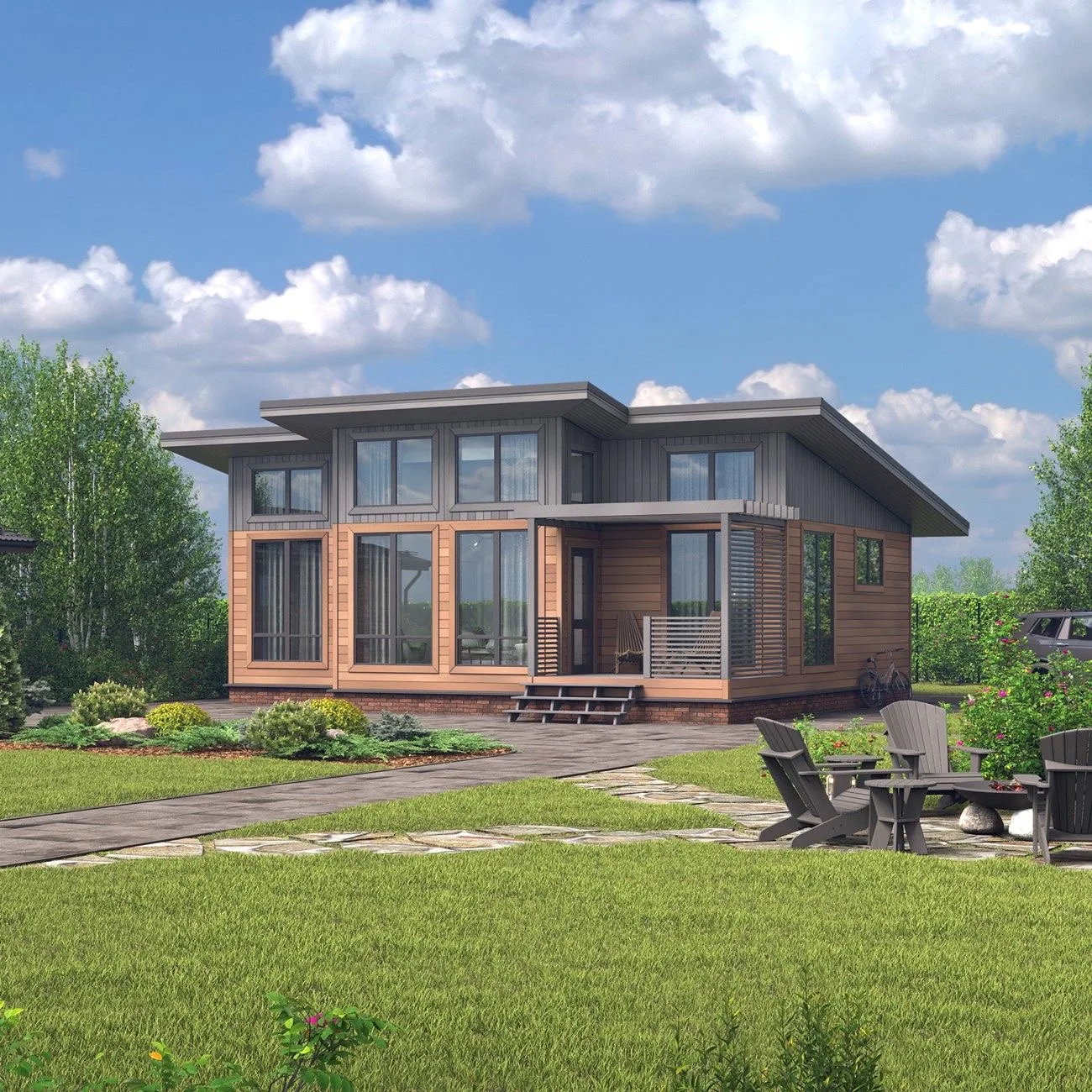 1-Story Dream WOODEN Light Steel Tiny Living Big Dreams Charming Wood Tiny House for Minimalist Living 810Sqft 3 Bed 1 Bath