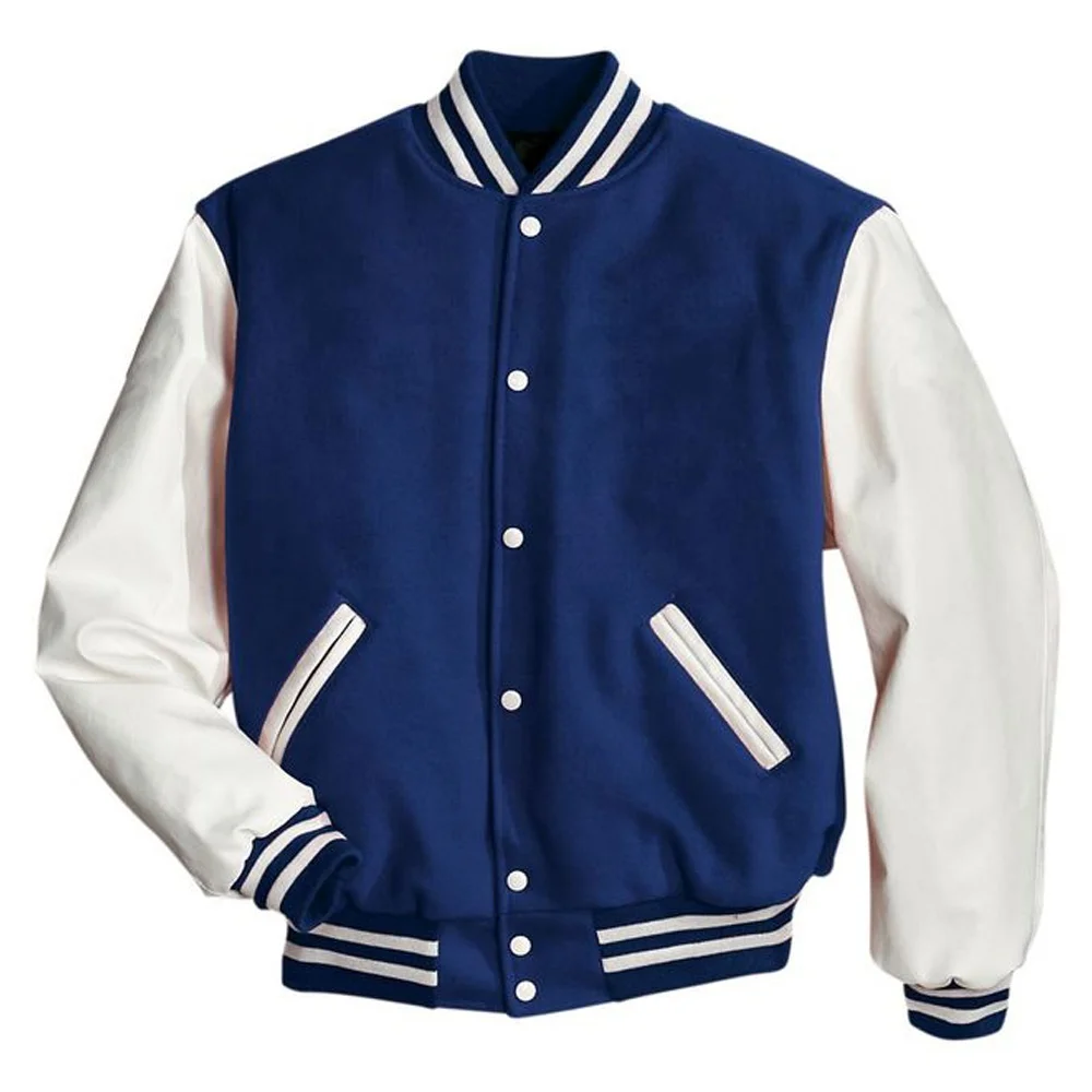 Vendor Plain Custom Rib Cuffs Baseball Jacket For Men Multiple Embroidery Patch Black Vintage Letterman Varsity Jacket