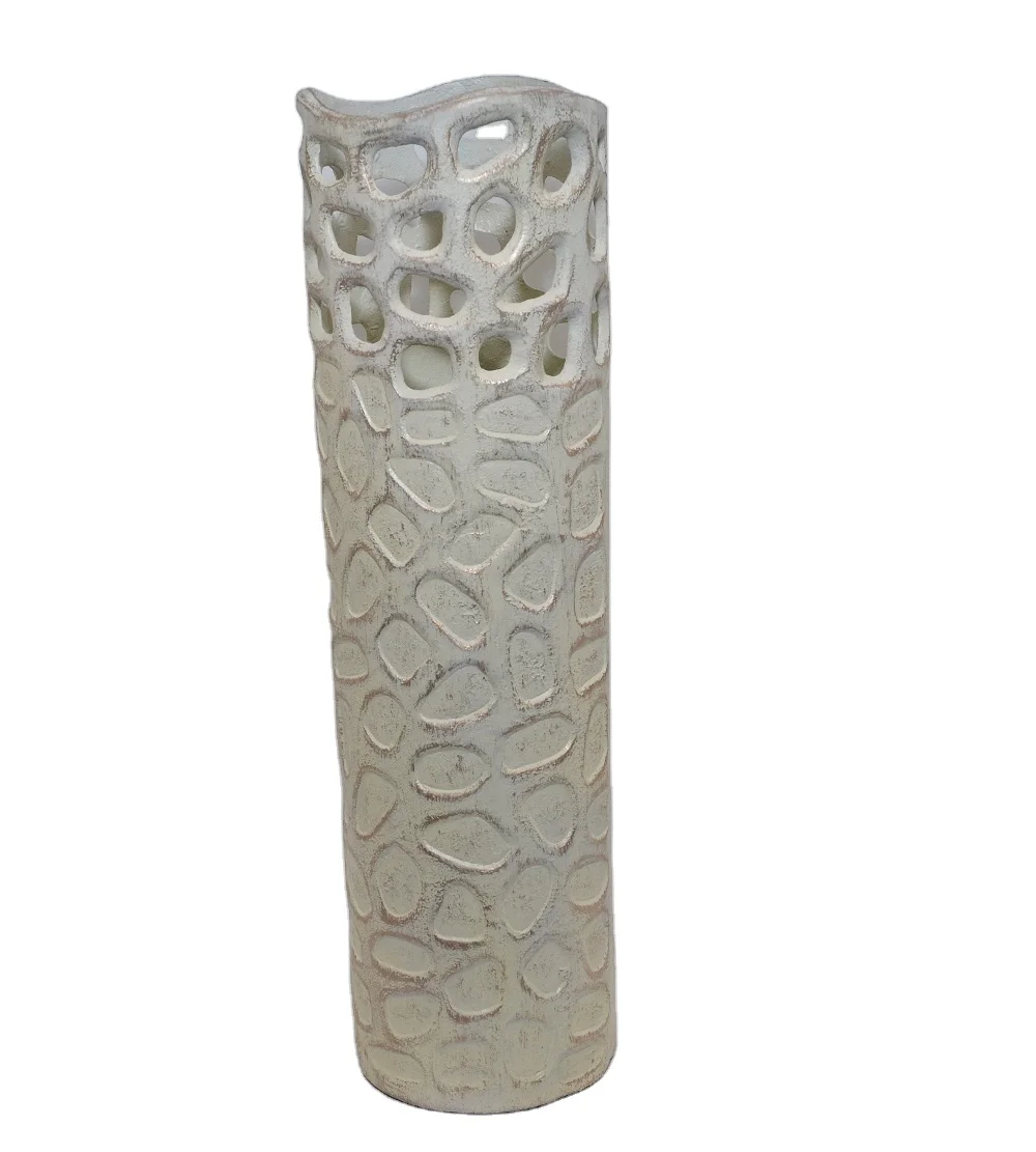 Unique Design Antique Cast Aluminium Decorative Flower Vases with Black Bronze colour  powder coated with lining textured