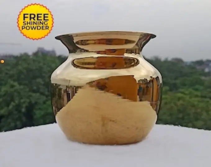 Decorative Copper Pure Kalash for Pooja German Silver Kalash, Pot  Chandi Plain Lota Sangli Kalasha for Puja (200gm)