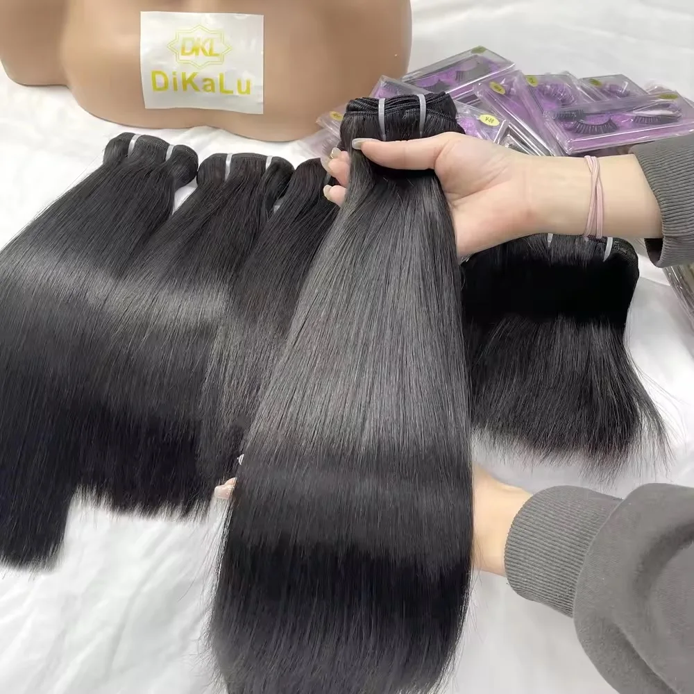 Raw Hair bundles Vietnam High Quality Double Drawn Hair Weaving Vietnam Black Color Brazilian Hair Human