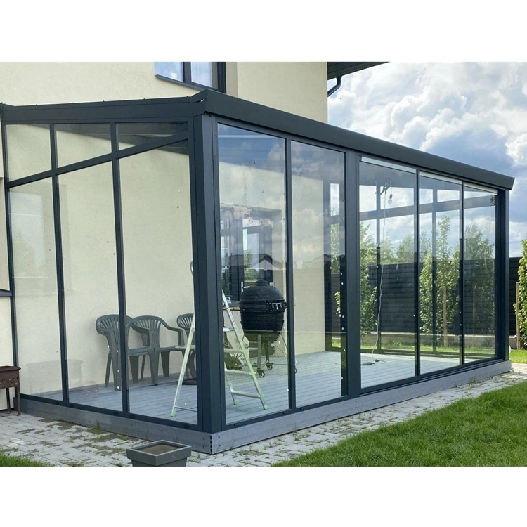 CE Approved Outdoor Winter Garden Prefab Veranda Glass Lean To Veranda Aluminium Four Season Sunroom