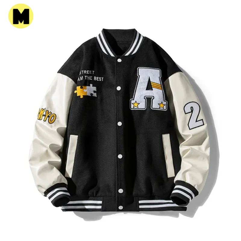 Custom Logo White Leather Sleeves Lettermen New Design Casual Wear Winter Varsity Jacket for Men Stay Fashionably Warm