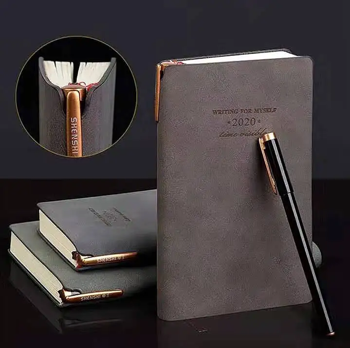 Custom Notebook Soft Touch Suede PU Leather Cover Journal Printed Journal Planner with Pen Holder
