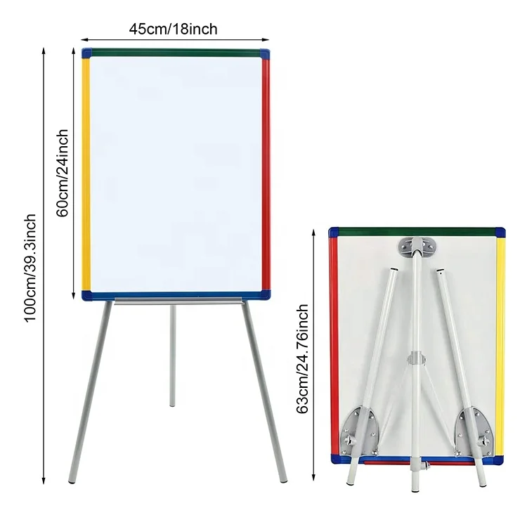 60x45cm colorful frame tripod magnetic whiteboard flipchart easel portable mobile flip chart stand for classroom home