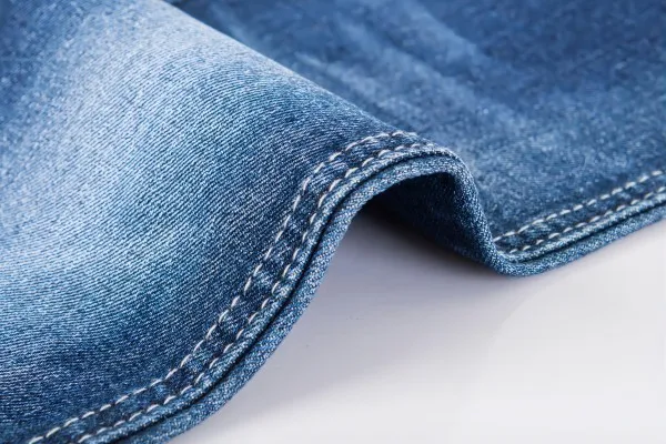 Foshan new design blue 11.2oz substainable denim fabric 42%C 21%viscose 17.5%hemp 18.5%repreve 1%SP recycled polyester fiber