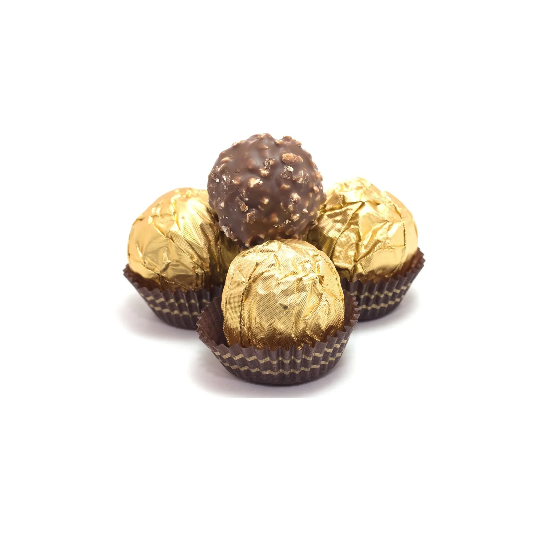 Коллекция сладкого шоколада Ferrero Rocher T24 в объемной твердой форме с узором виде шариков вареньем из ореховых фруктов и конфет