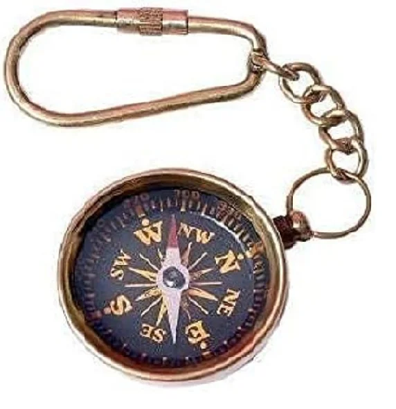 Брелок ручной работы с латунным компасом коллекционный морской брелок для ключей лучший подарок дизайнерский