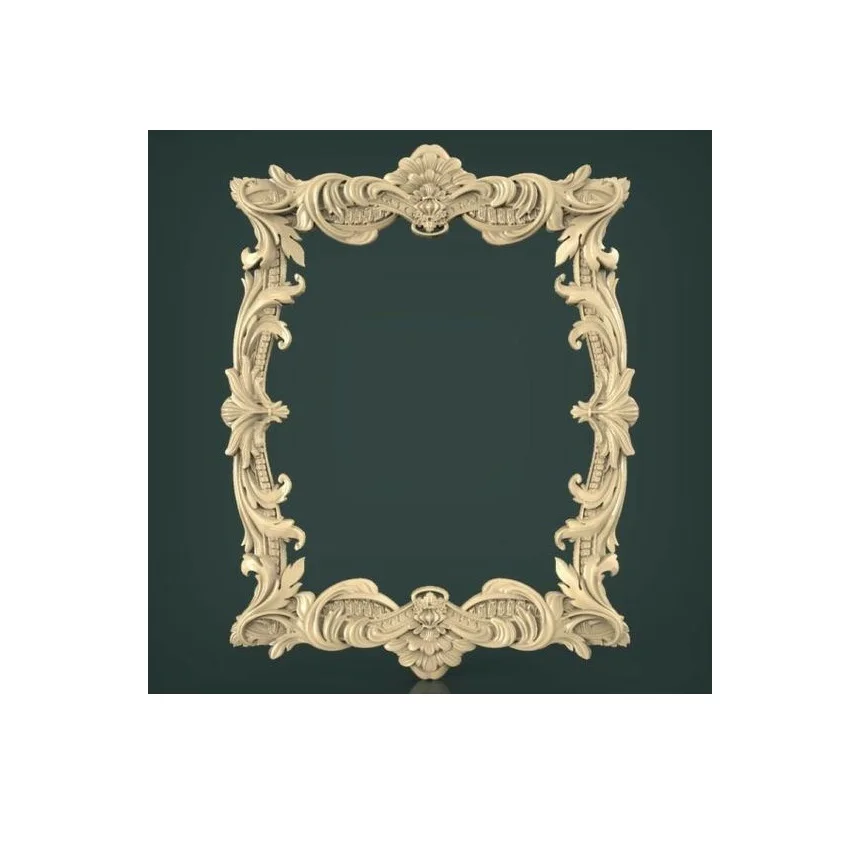 Wooden carving wall mirror frame For living room decorations Buy Wood crafted modern wall mirror at low price