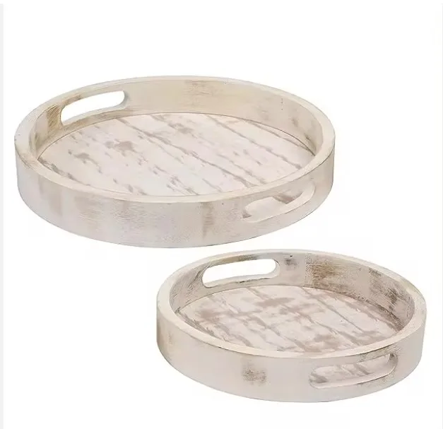Hot Sale Food Grave Pine Wood Rectangular Tray Large Size Flat Serving Tray with Handles Factory Wholesale Prices Trays
