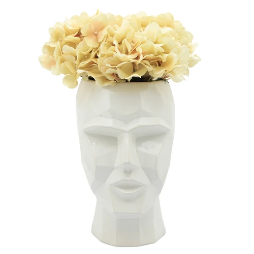 Sagebrook Home Ceramic Face Vase White 12 inch Premium Quality Wholesale Supplier