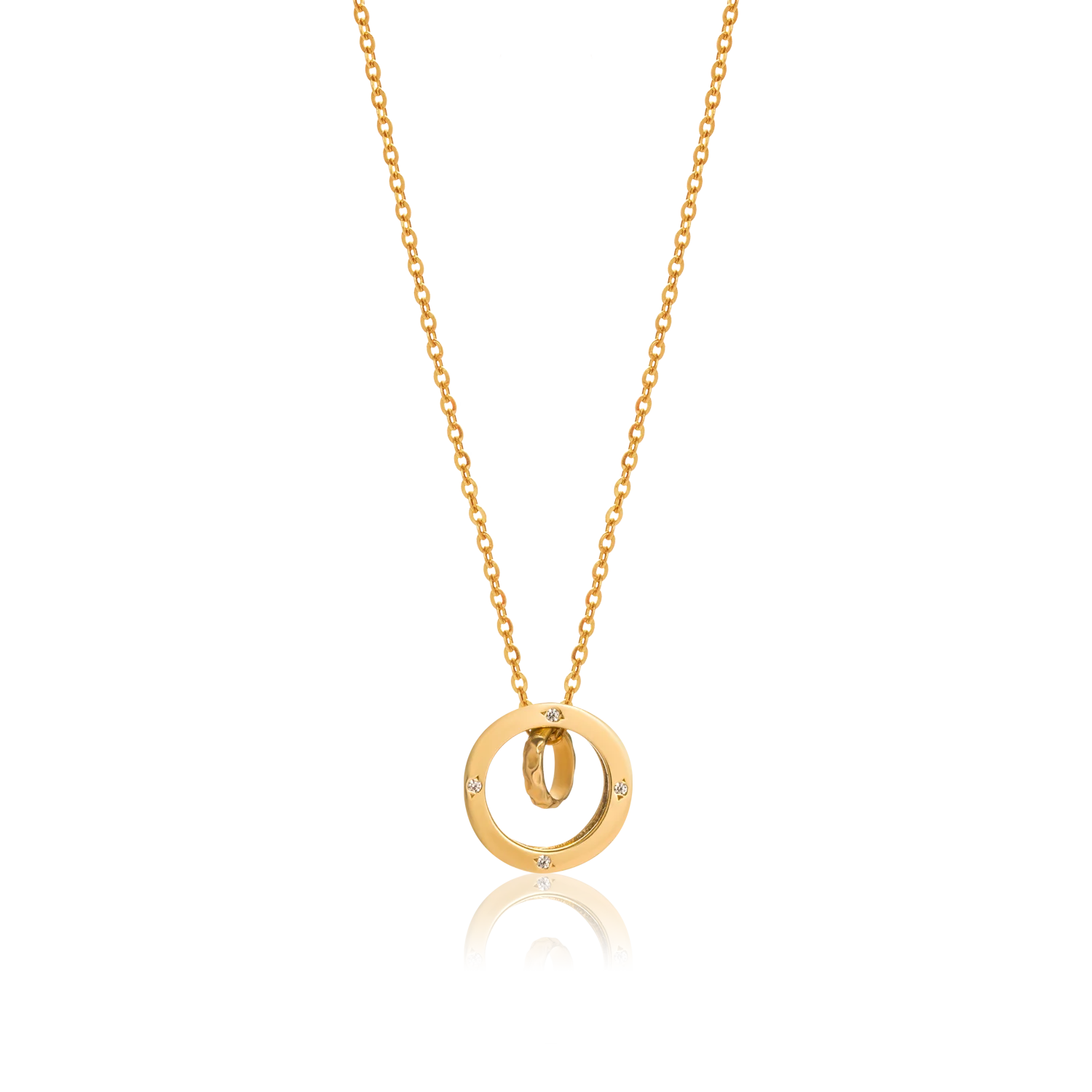 9K 10K 14K 18K Gold Custom Necklace Jewelry For Women Cartie Double Ring Pendant Wholesale Price HTJ DCMAMD131