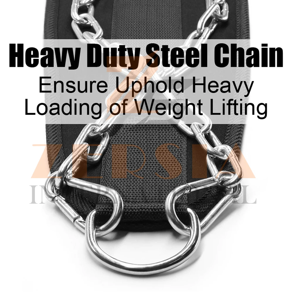 2022 New Arrival Customized Fitness Dip Weightlifting Belts For Training with chain Adjustable Neoprene Gym Weight Lifting Belts