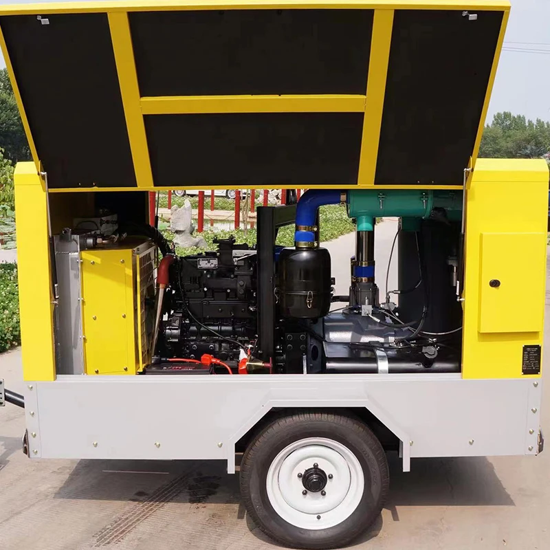 Industrial Heavy Duty Mobile Mining Diesel Portable Air Compressor 637 Cfm 18 Bar Engine Diesel Motor Yuchai Twin Engine