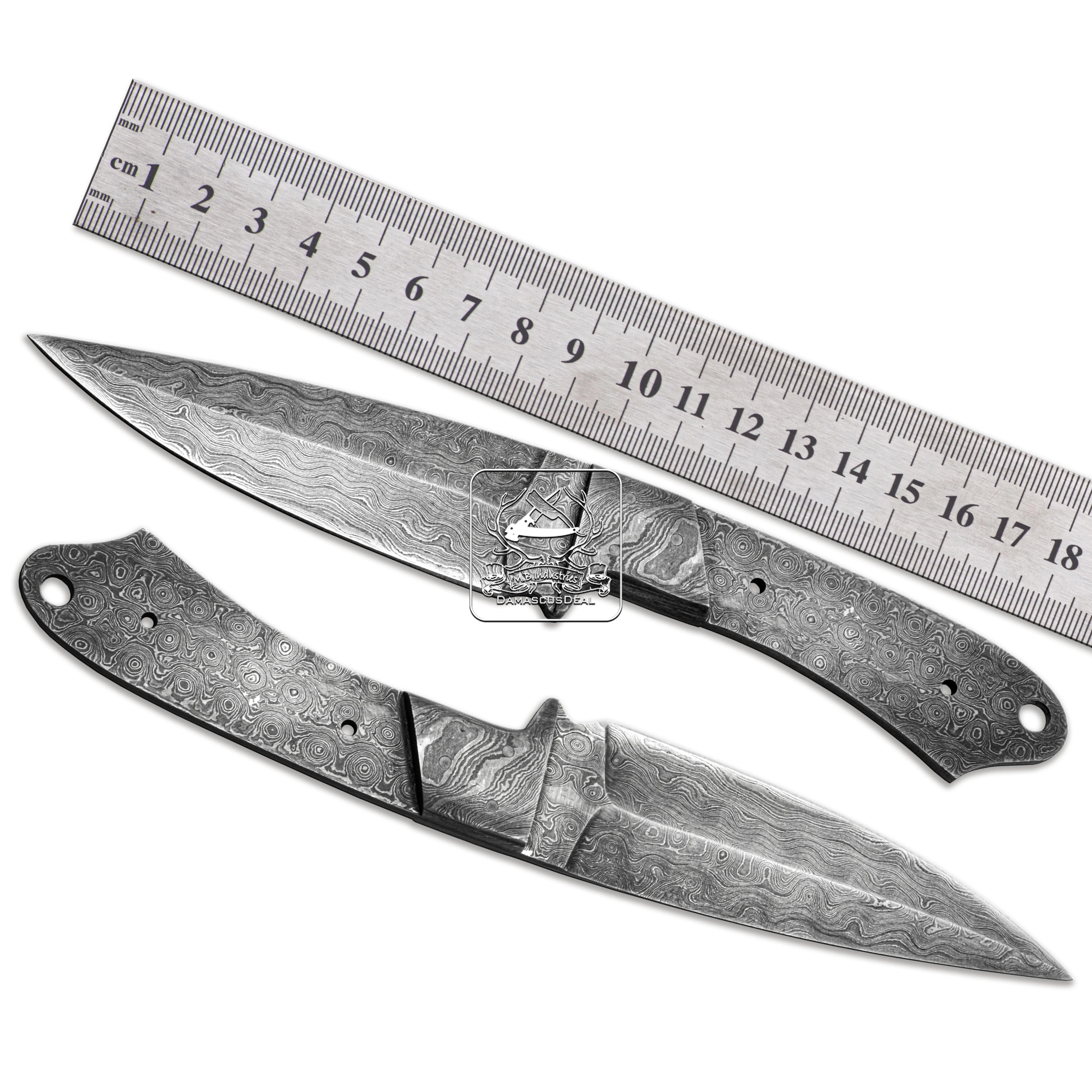 Damascus Steel Knife Blade Blanks DD-BB-1546 Handmade Wholesale Bushcraft Hunting Knife 192 Layers Twist Ladder Raindrop