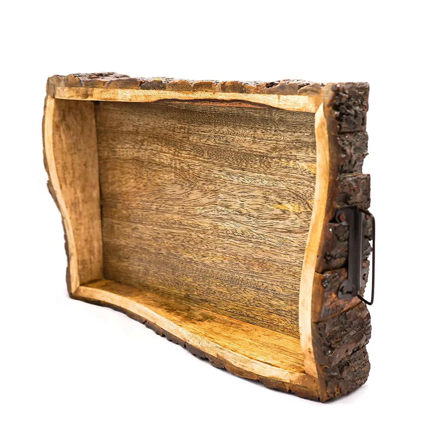 Wooden Bark serving tray sustainable with shell trending product from india by indian craft cottage