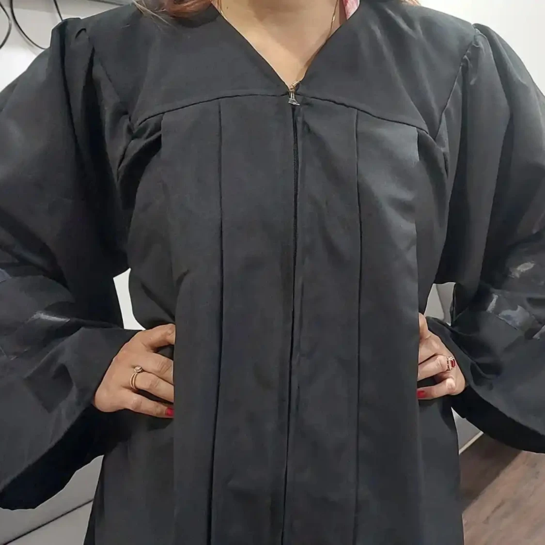 Customized Black shiny matte   Academic dress  graduation gown and hat for Adult university ceremony