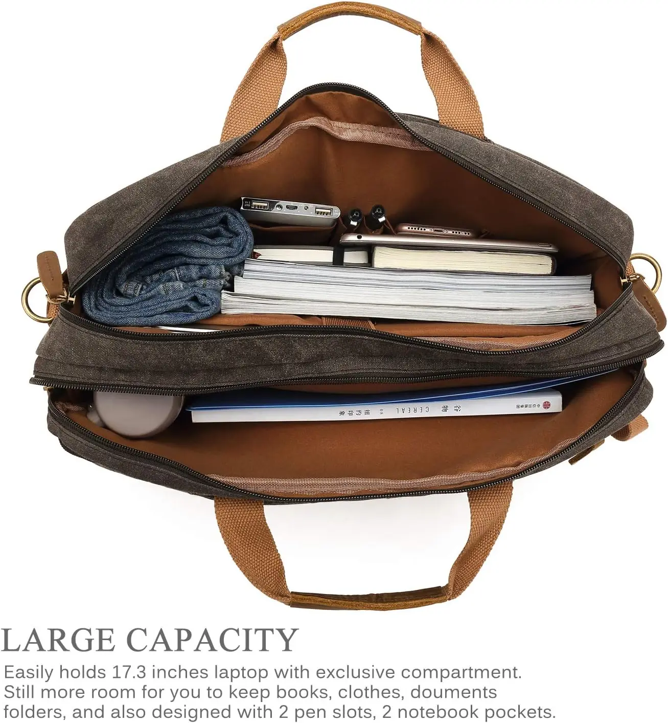 Vintage Shoulder Bag Convertible Backpack Retro Briefcase Versatile Travel Bag Fits 17.3 Inch Laptop For Men Business