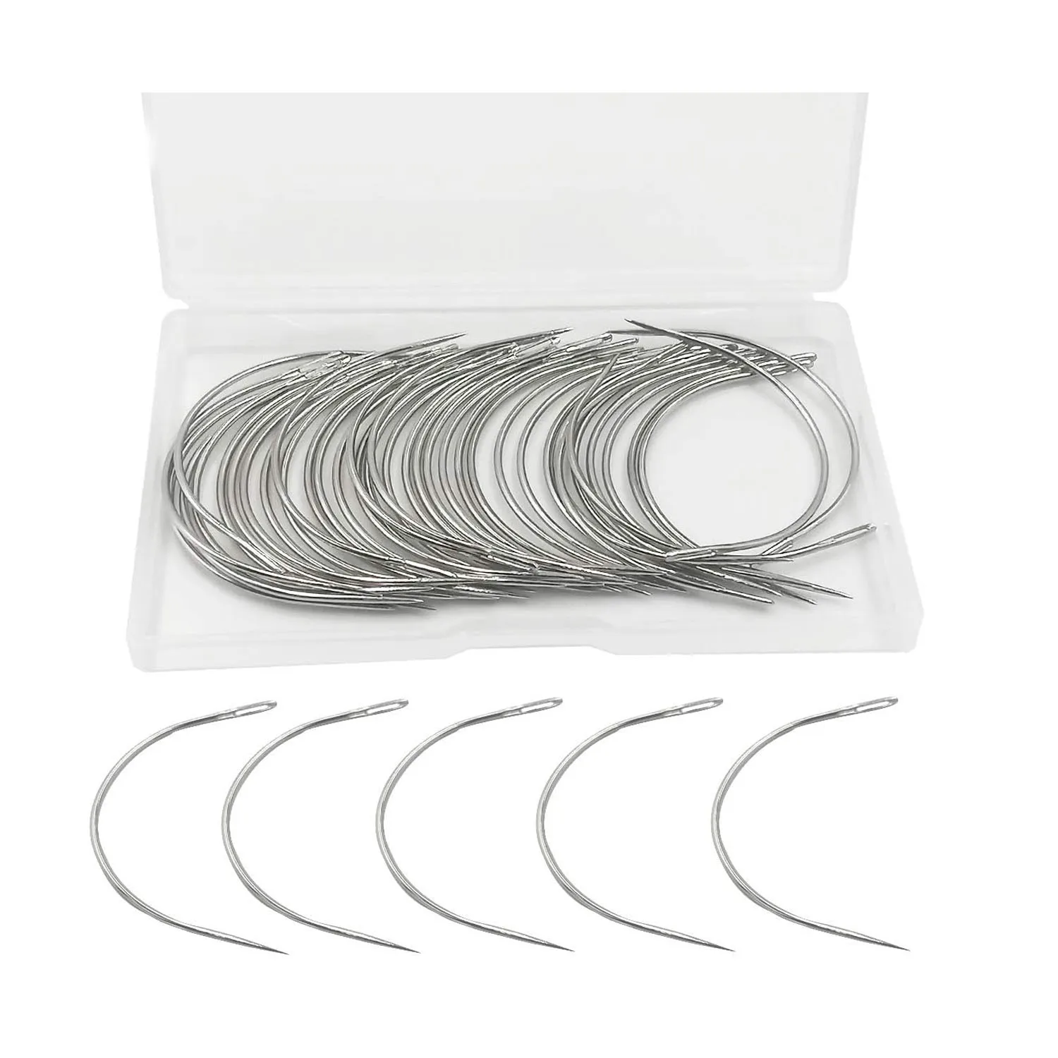 50 Pcs Weaving Needles C Curved Weaving Needles Wig Making Pins With Customized Coloring